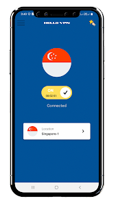 HELLO VPN one-tap connection screen with built-in kill switch for Burma users